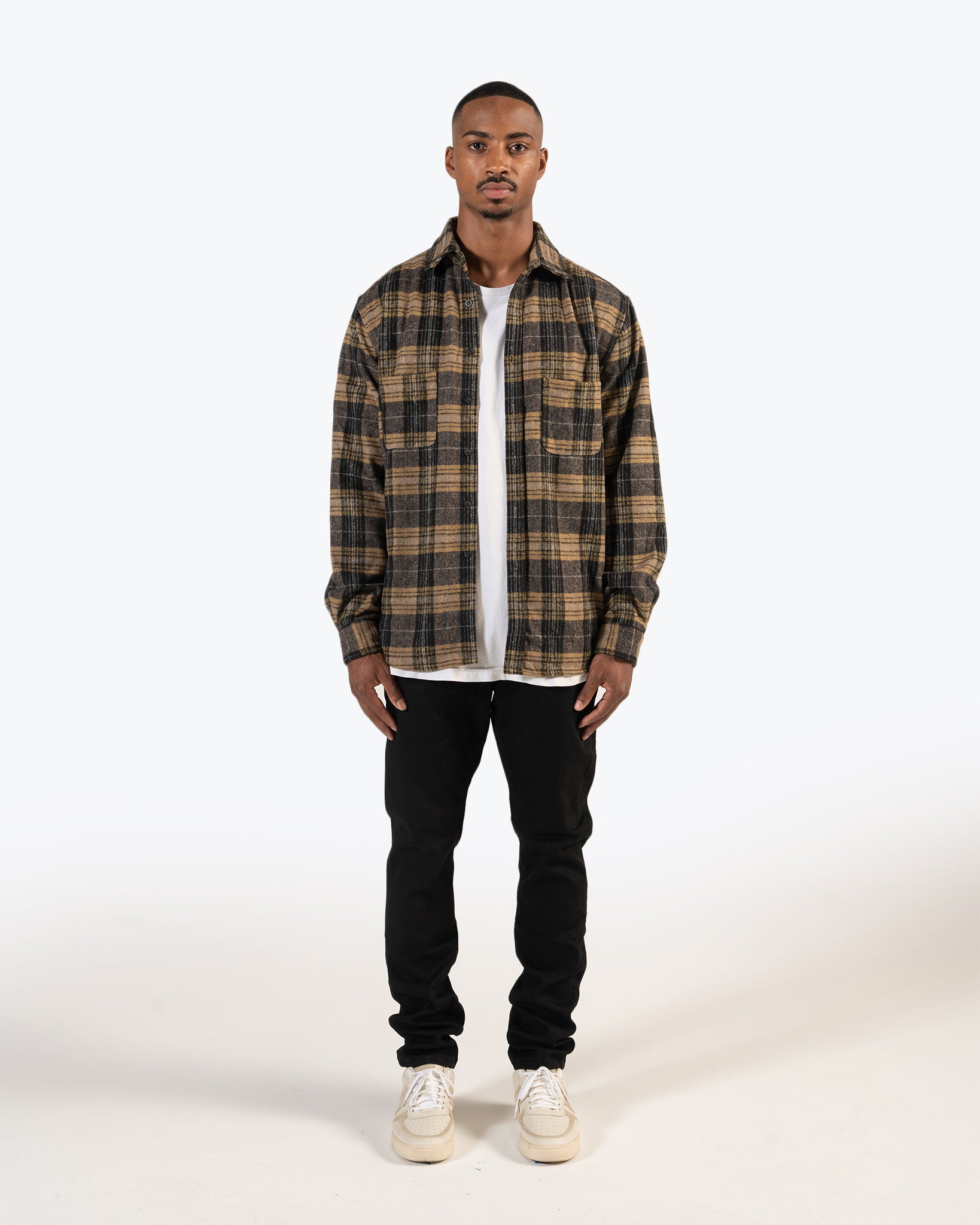 Yellow and discount black flannel jacket