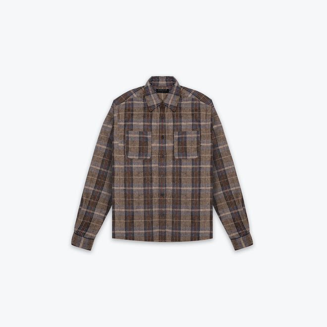OVERSIZED PREMIUM BRUSHED FLANNEL - BROWN/BLUE
